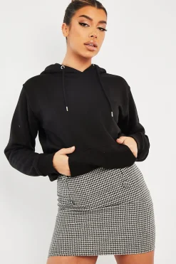 Rebellious Fashion Black Houndstooth Button Mini Skirt - Ruthie