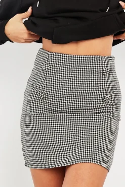 Rebellious Fashion Black Houndstooth Button Mini Skirt - Ruthie