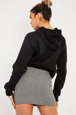 Rebellious Fashion Black Houndstooth Button Mini Skirt - Ruthie
