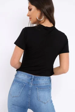 Rebellious Fashion Black In My Jeans Crew Neck Top - Tura