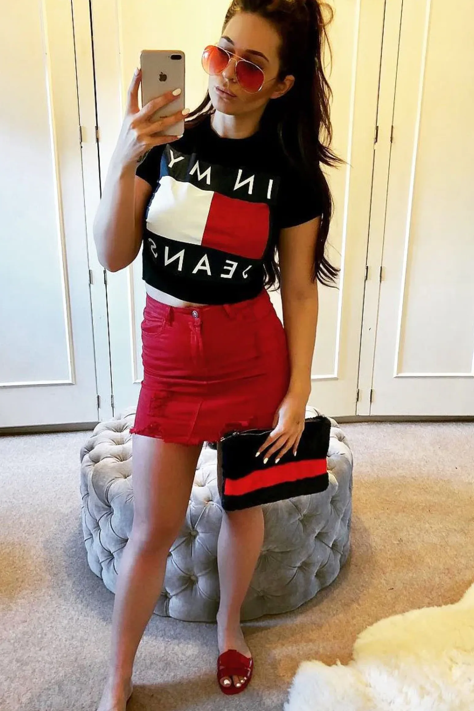 Rebellious Fashion Black In My Jeans Crew Neck Top - Tura