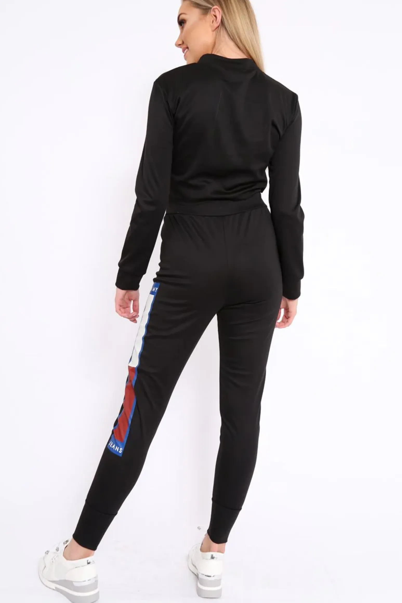 Rebellious Fashion Black In My Jeans Cropped Top Loungewear Set - Yarely