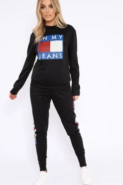 Rebellious Fashion Black In My Jeans Loungewear Set - Vyolet