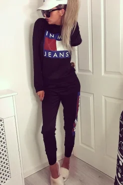 Rebellious Fashion Black In My Jeans Loungewear Set - Vyolet