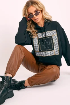 Rebellious Fashion Black J'adore Paris Printed Hoodie - Yalena
