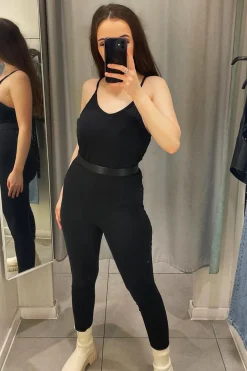 Rebellious Fashion Black Jersey Scoop Neck Jumpsuit - Kadia