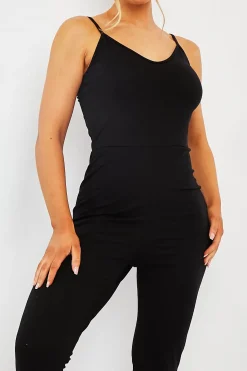 Rebellious Fashion Black Jersey Scoop Neck Jumpsuit - Kadia