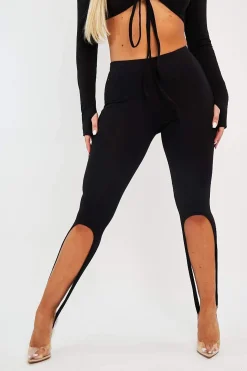 Rebellious Fashion Black Jersey Stirrup Cycling Shorts - Maylee