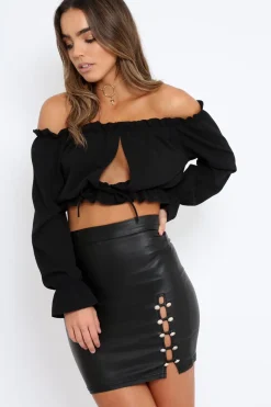 Rebellious Fashion Black Key Hole Bust Crop Top - Caitie