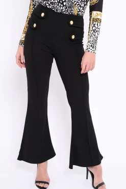 Rebellious Fashion Black Kick Flare Pants - Rita