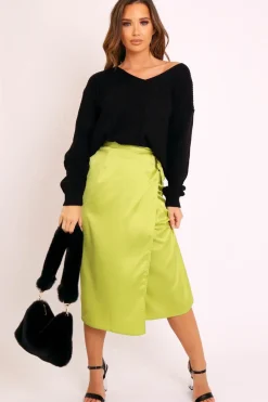 Rebellious Fashion Black Knit Plunge Neckline Jumper - Roselie
