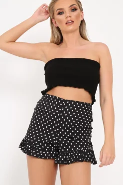 Rebellious Fashion Black Knit Ribbed Bandeau Top - Daylee