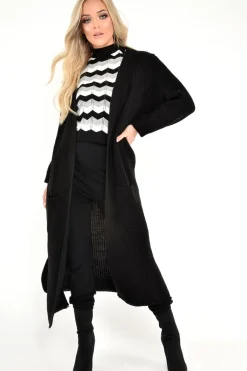 Rebellious Fashion Black Knitted Longline Cardigan - Jadamarie