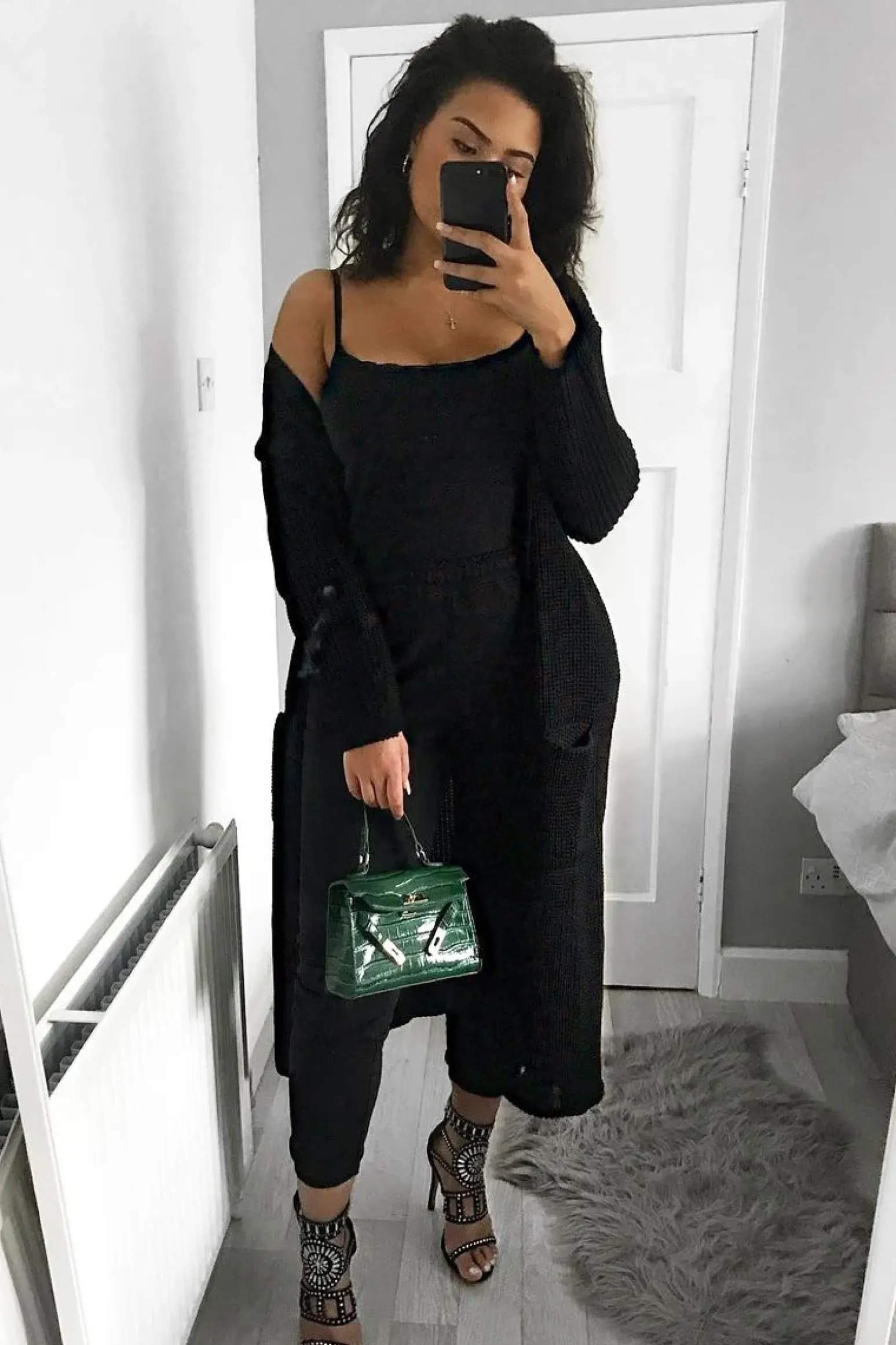 Rebellious Fashion Black Knitted Longline Cardigan - Jadamarie
