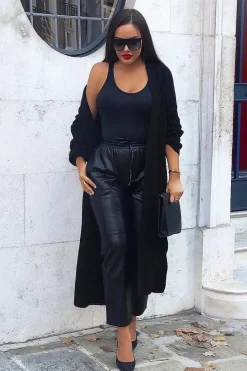 Rebellious Fashion Black Knitted Longline Cardigan - Jadamarie