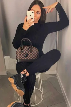 Rebellious Fashion Black Knitted Loungewear Set - Jordi