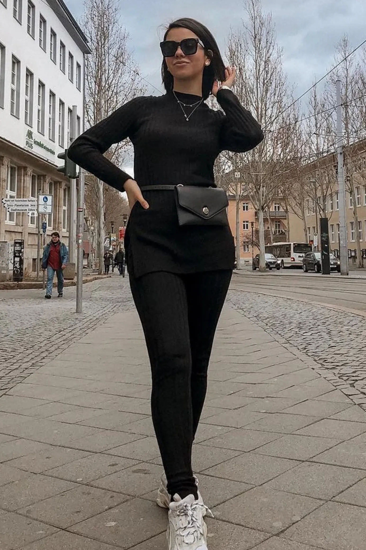 Rebellious Fashion Black Knitted Loungewear Set - Jordi