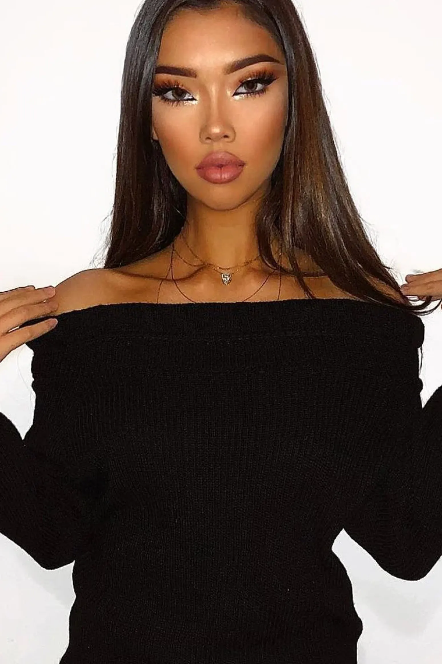 Rebellious Fashion Black Knitted Ruffle Jumper with Elasticated hems - Eve