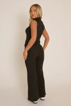 Rebellious Fashion Black Knitted Sleeveless Top and Trouser Co-ord - Adelaide