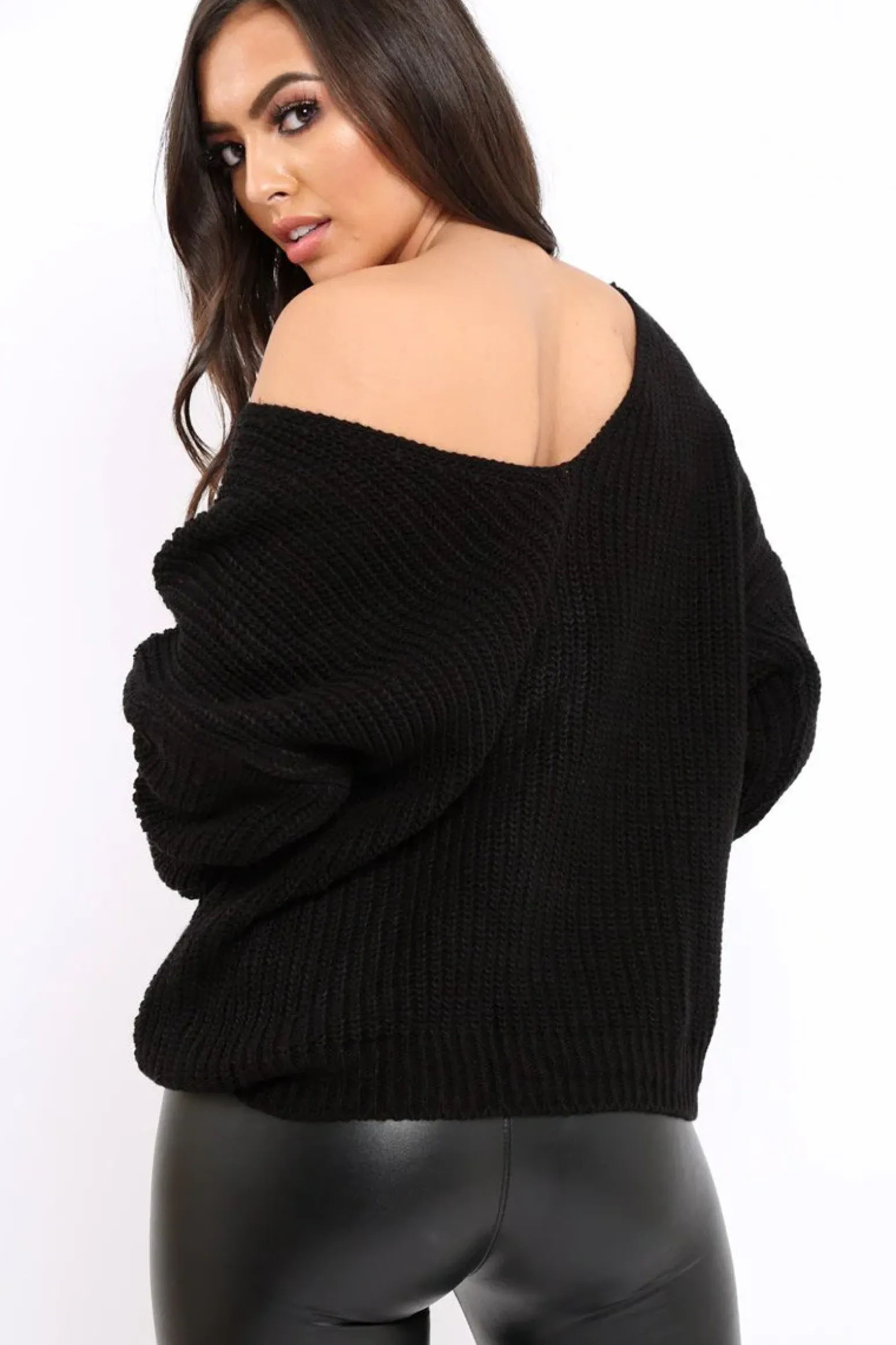 Rebellious Fashion Black Knot Back Knit Jumper - Kerri