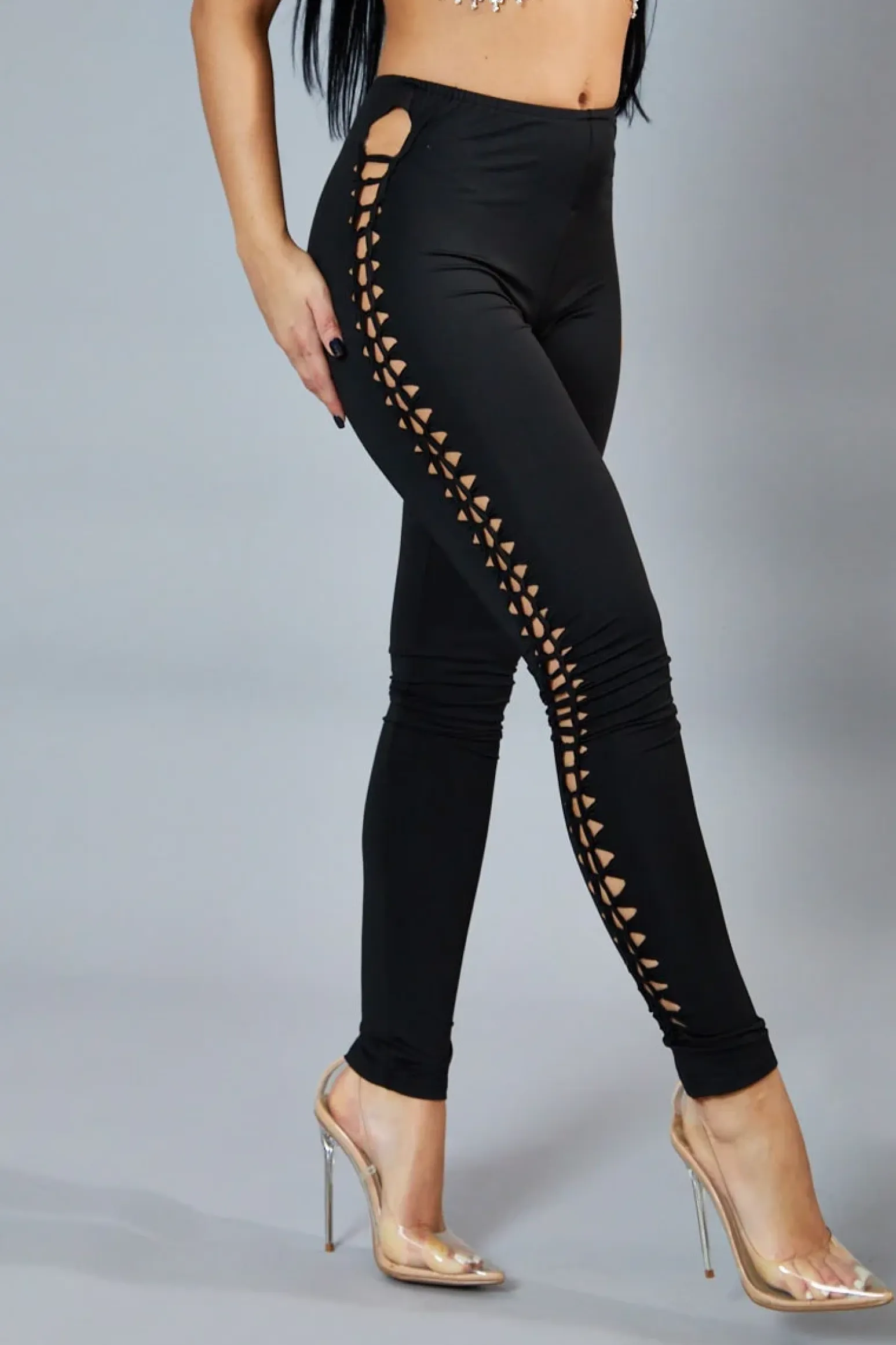 Rebellious Fashion Black Knot Detail Leggings - Brigitta