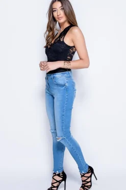 Rebellious Fashion Black Lace Bodysuit - Aubrey