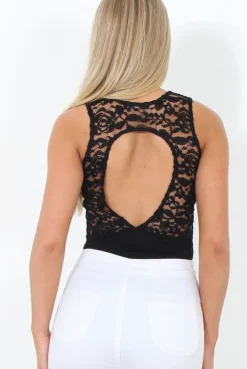 Rebellious Fashion Black Lace Bodysuit - Naya