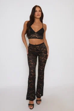 Rebellious Fashion Black Lace Bralet and Flare Co-ord set - Mindi
