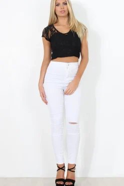 Rebellious Fashion Black Lace Crop Top - Gina
