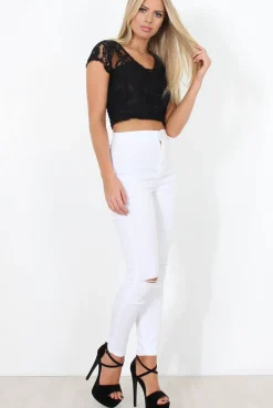 Rebellious Fashion Black Lace Crop Top - Gina