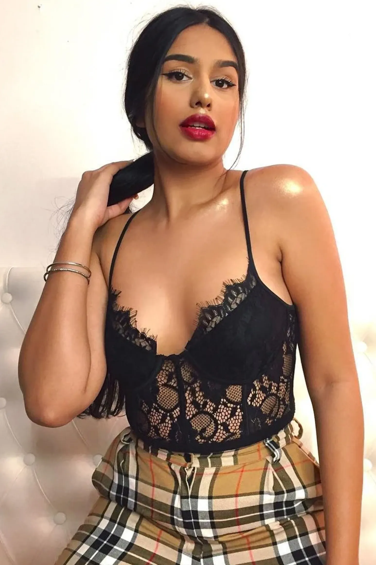 Rebellious Fashion Black Lace Flower Bodysuit - Faylen