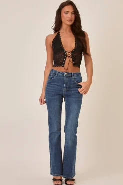 Rebellious Fashion Black Lace Halter Neck Top - Amberley