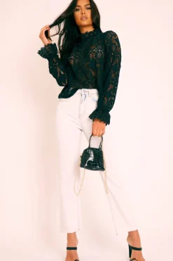 Rebellious Fashion Black Lace High Neck Blouse - Bay