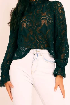 Rebellious Fashion Black Lace High Neck Blouse - Bay