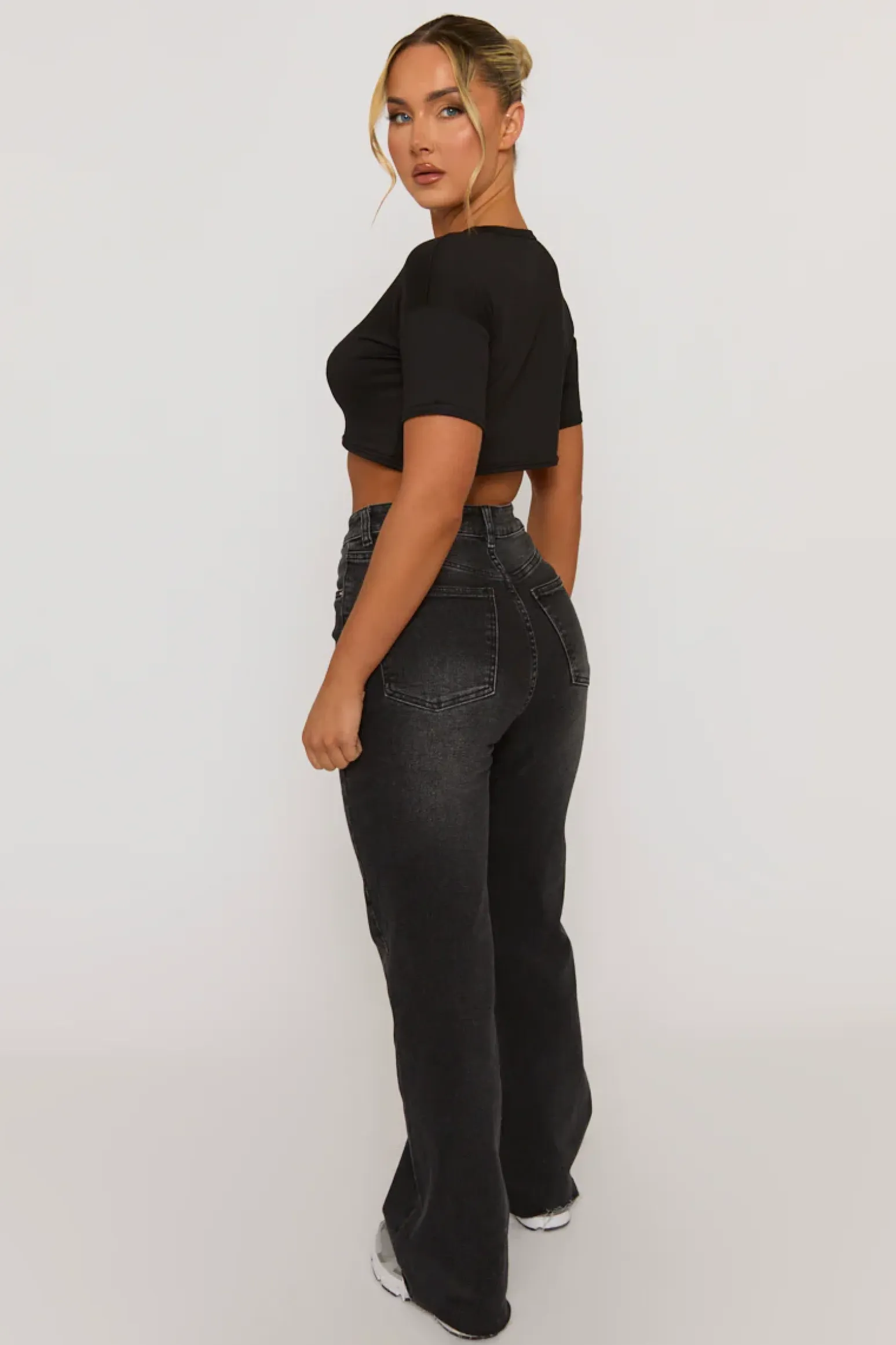 Rebellious Fashion Black Lace Insert Cropped Tshirt - Mina