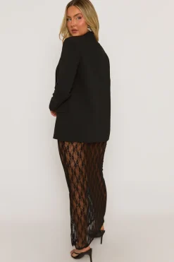 Rebellious Fashion Black Lace Maxi Skirt - Sancha