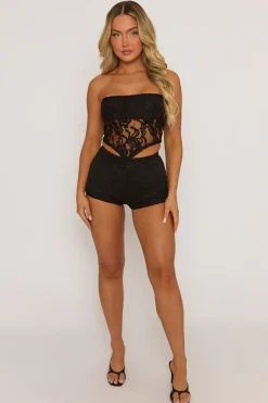 Rebellious Fashion Black Lace Shorts - Leona