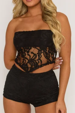 Rebellious Fashion Black Lace Shorts - Leona
