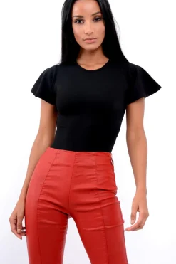 Rebellious Fashion Black Lace Up Back Bodysuit - Kyra
