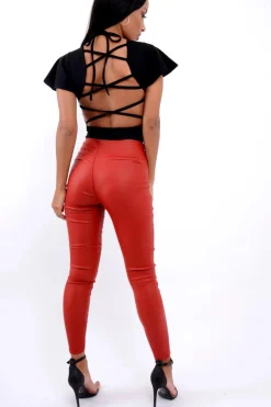 Rebellious Fashion Black Lace Up Back Bodysuit - Kyra