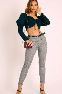 Rebellious Fashion Black Lace Up Front and Sleeves Milkmaid Crop Top - Zyria