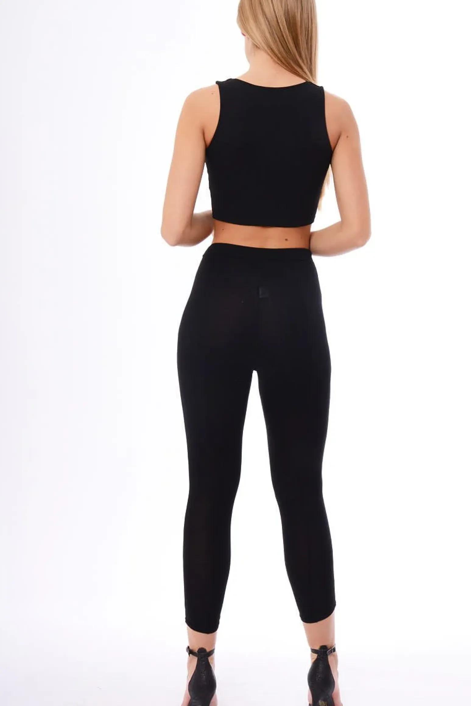 Rebellious Fashion Black Lace Up Front Leggings - Tammie