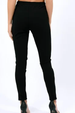 Rebellious Fashion Black Lace Up Front Trousers - Zia