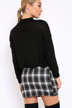 Rebellious Fashion Black Lace up Jumper - Deena