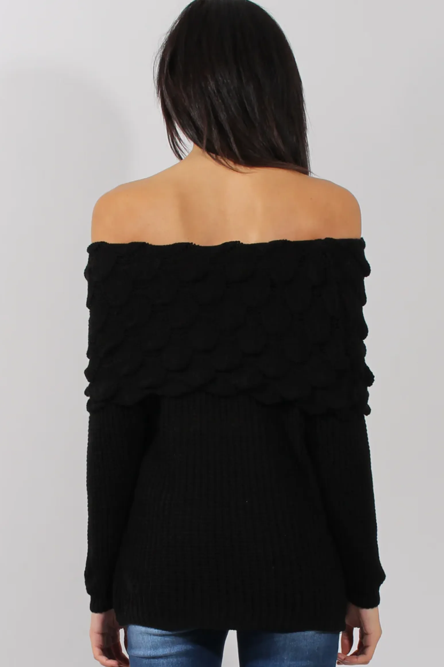 Rebellious Fashion Black Layer Bardot Jumper- Sammie