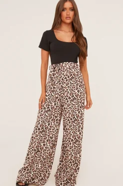 Rebellious Fashion Black Leopard Print Round Neck Jumpsuit - Lewis