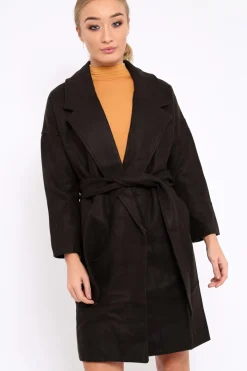 Rebellious Fashion Black Long Duster Coat - Nina