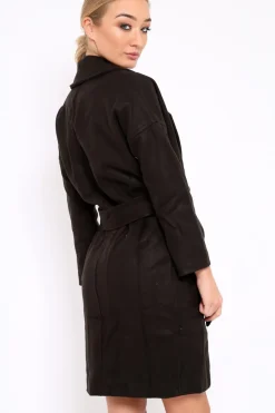 Rebellious Fashion Black Long Duster Coat - Nina