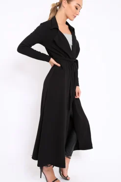 Rebellious Fashion Black Long Duster Jacket - Gigi