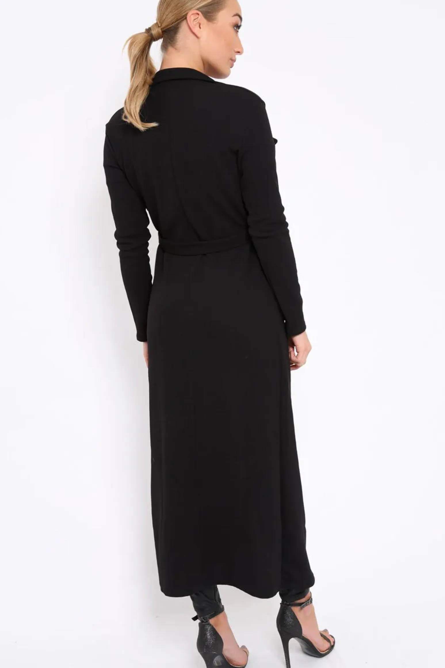 Rebellious Fashion Black Long Duster Jacket - Gigi